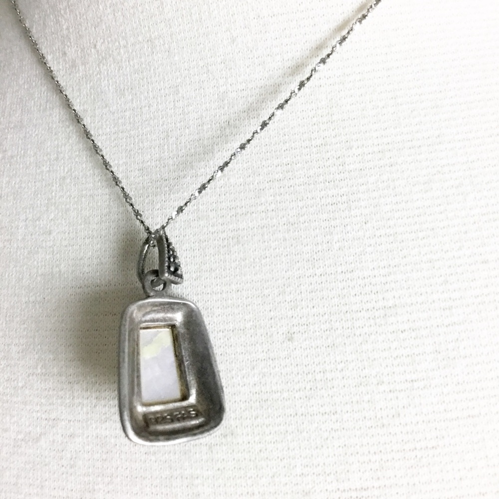 Vintage Sterling Silver 925 With Mother Of Pearl Necklace - Picture 3 of 4